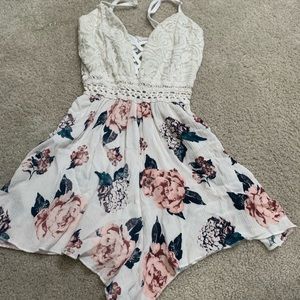 Off white floral romper!